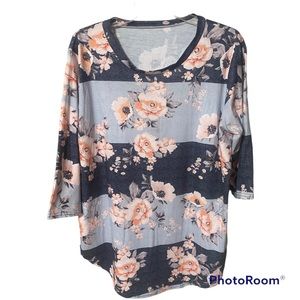 Striped floral tunic top